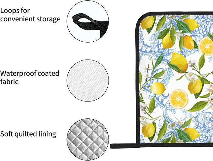 Lemon Pot Holders 2 PCS for Kitchen, Flower Heat Resistant Hot Pads for Cooking Grilling Baking BBQ Tropical Fruits Leaves Pot Holders Cook Essentials Accessories Home Microwave