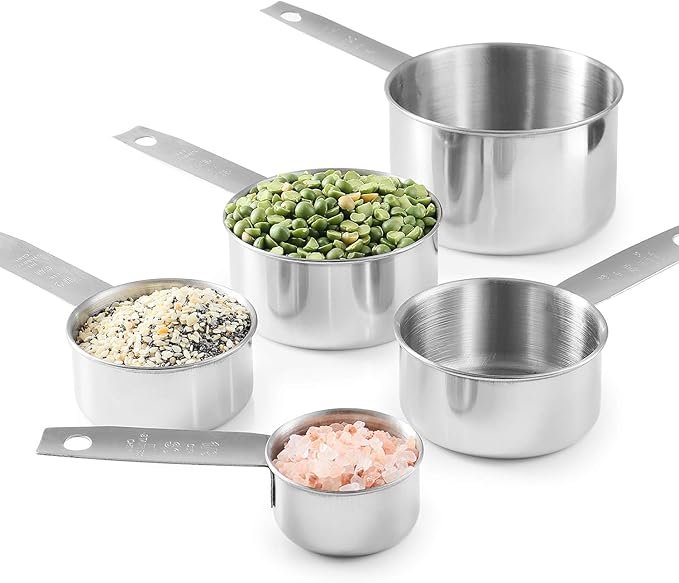Stainless Steel Measuring Cups And Measuring Spoons 10-Piece Set, 5 Cups And 5 Spoons
