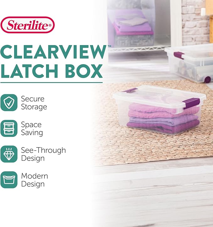 Sterilite 36-Pack 15 Quart ClearView Latch Box, Stackable Organizer Bins with Latching Lids - Clear Plastic Organization Containers for Closet, Bedroom, Shelving Units and Everyday Home Storage