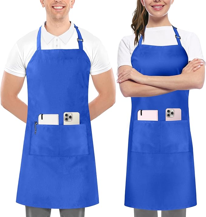 Utopia Kitchen 2 Pack Bib Apron, Adjustable with 2 Pockets, Water and Oil Resistant, Cooking Kitchen Chef Apron for Women Men