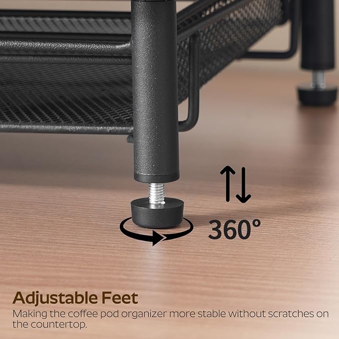 YATINEY Coffee Pod Drawer Holder, 70 Capacity Coffee Capsule Storage Organizer, 2-Tier Coffee Pod Drawer for K Cup, for Home Kitchen, Greige KH28BG