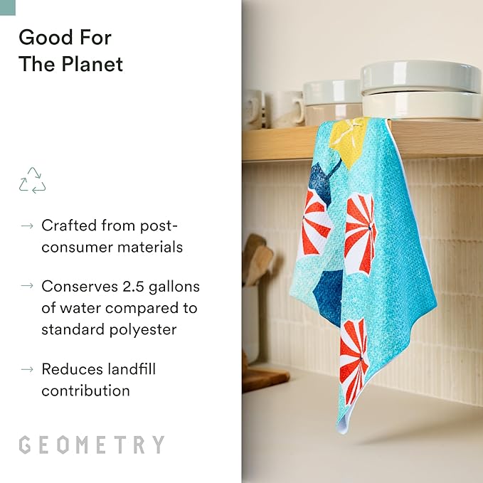 GEOMETRY Spring Kitchen Towels - Double Sided, Quick Dry Microfiber Cloth - Spring & Summer Dish Towels for Kitchen Drying - Premium Quick Dry Towel - Dancy, 18" x 30" - 1-Pack