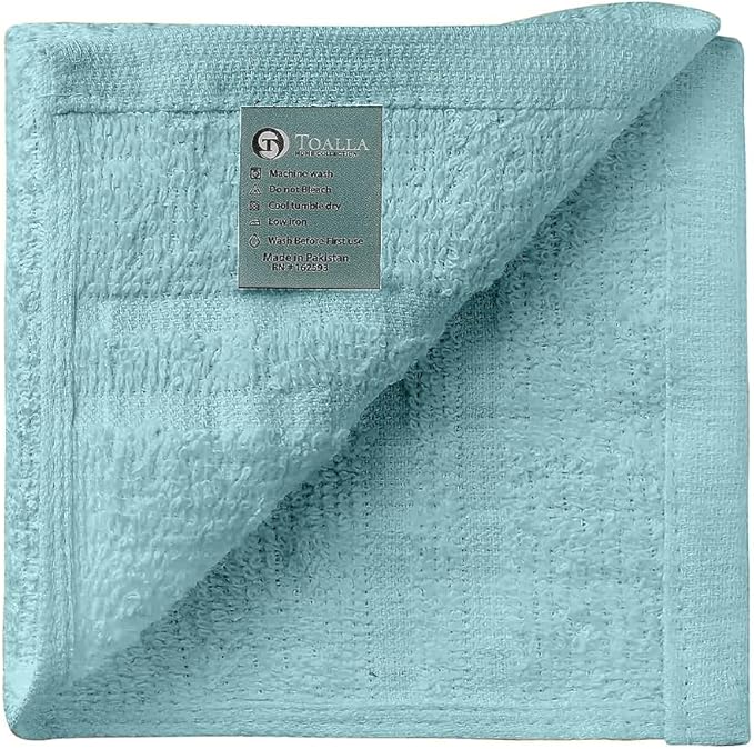 100% Cotton Washcloth - 60 Pack|700 GSM|Soft Face & Body Washcloth|Highly Absorbent|12 x 12 Inch|Aqua