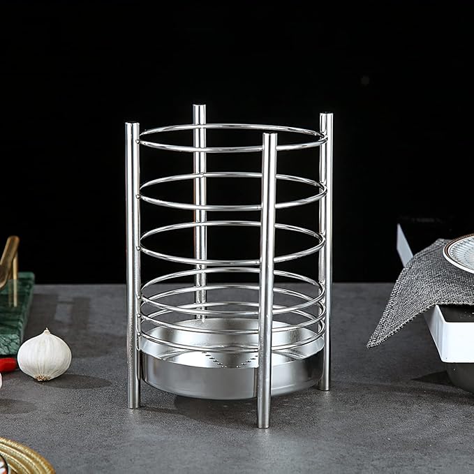 Kitchen Utensil Holder for Kitchen Counter, Stainless Steel Utensil Crocks, Utensil Storage Caddy Organizer, Cooking Utensil Holder, kitchen tools, Easy Cleaning (Silver/7.4''x5.2'')