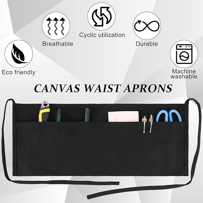 JenPen 4 Pcs Nail Apron Canvas Waist Apron Bulk for Carpenters with 2-pocket Work Unisex Cloth Tool Belt Washable Utility for Men Women Adults Woodworkers, Artists, and Other Crafts People