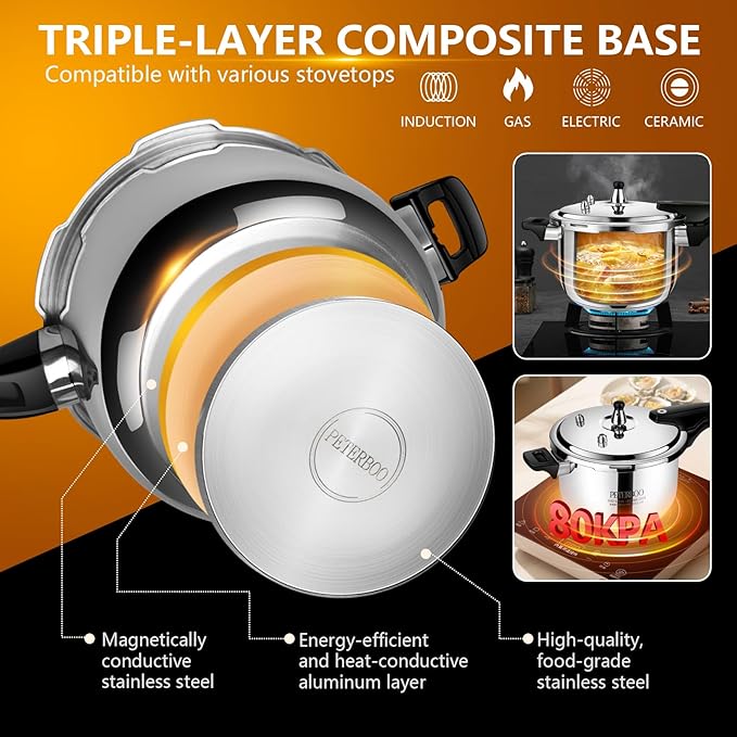 Small Stainless Steel Pressure Cooker 2Quart Mini Size, Ideal for Side Dishes, Grains & Camping,2-3Quart Compact Design, Fast & Safe for Small Families 2qt+