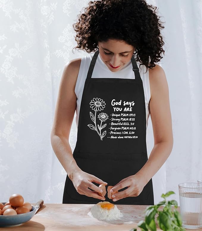 Funny Aprons for Women with 2 Pockets, Adjustable Kitchen Apron for Cooking, Baking Gifts for Birthday Christmas