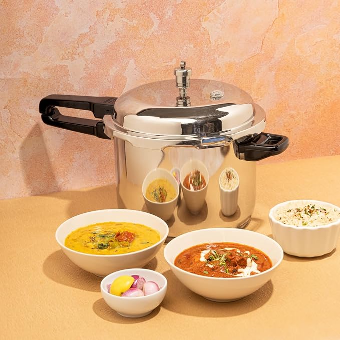 Vinod V-7L Stainless Steel Sandwich Bottom Pressure Cooker, 7.4 Quart
