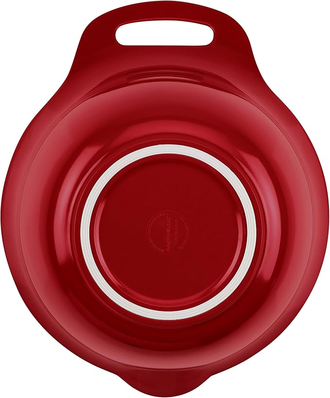 Rachael Ray Tools and Gadgets Nesting / Stackable Mixing Bowl Set with Pour Spouts and Handle - 4 and 5 Quarts, Red and Gray