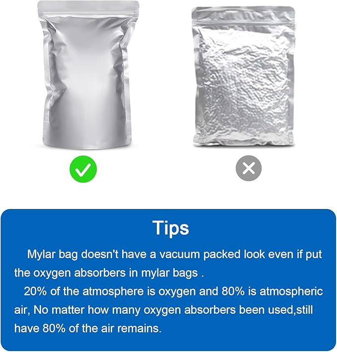 400cc Oxygen Absorbers for Food Storage - 100 Count (20x Packs of 5) - for Long Term Food Storage & Survival, Mylar Bags, Canning, Harvest Right Freeze Dryer, Dehydrated, and Preserved Foods
