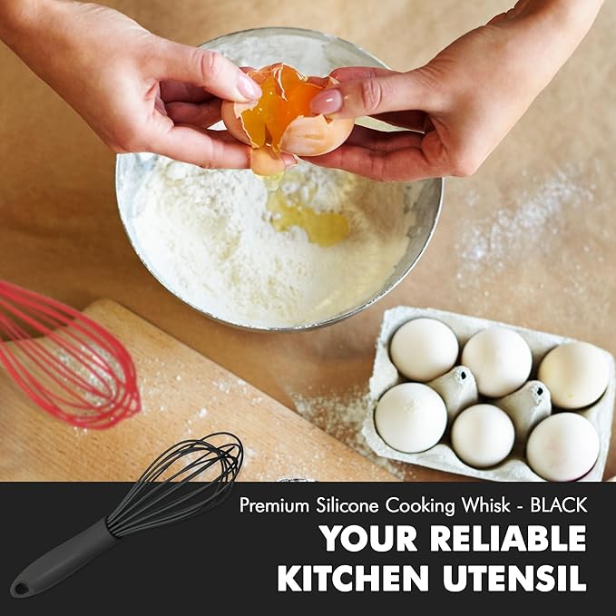 Chef Craft Premium Silicone Wire Cooking Whisk, 10.5 inch, Black