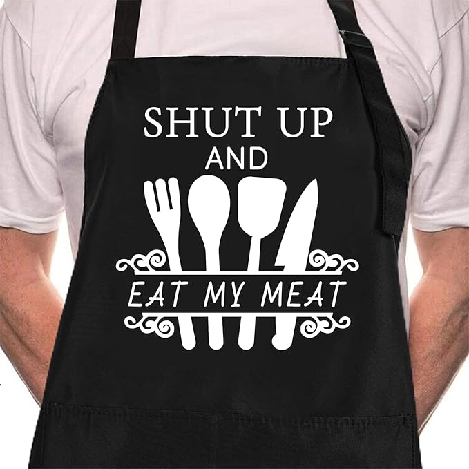 Rosoz Funny Grill Aprons For Men, Dad, Husband, Him - Aprons For Men With Pockets,Father's Day Gifts – BBQ Cooking Chef Apron