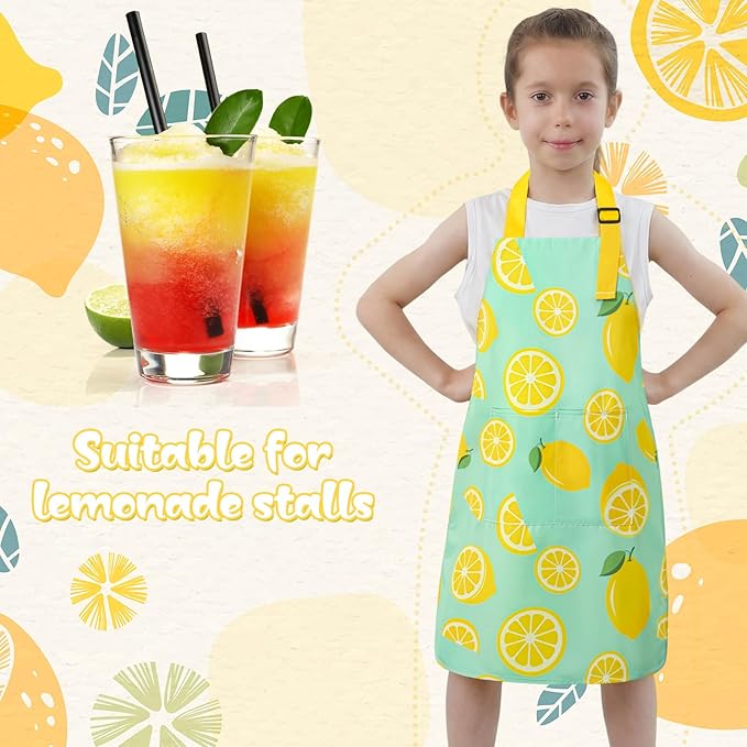 2 Pack Kids Apron, Cute Cooking Aprons, Waterproof Art Apron with Pockets, Toddler Painting Artist Apron Adjustable