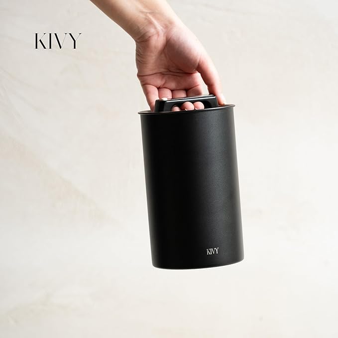 KIVY Vacuum Seal Coffee Canister (Glass) - Coffee Canister with Airtight Lid - Airtight Coffee Jar - Air Tight Coffee Container - Vacuum Storage