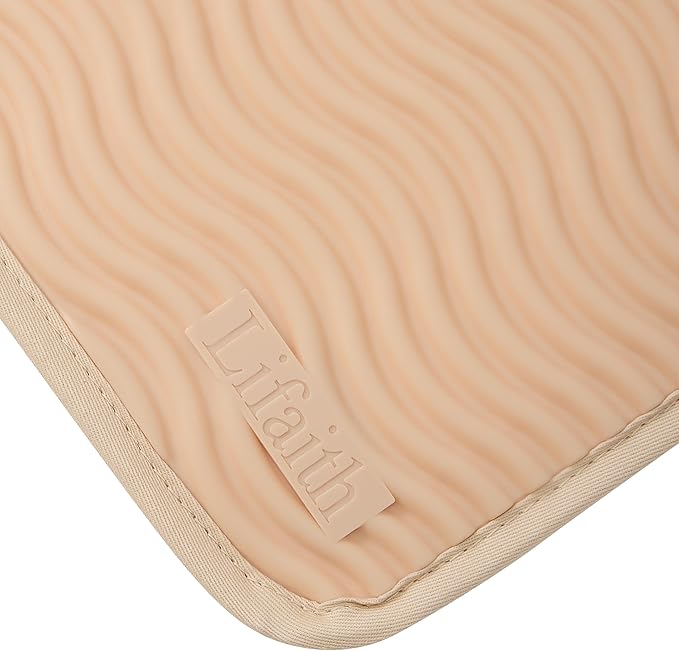 Silicone Pot Holders for Kitchen, Set of 3, Heat Resistant to 500°F, Non-Slip Wave Texture with Pocket & Hanging Loop, 7" x 9" Hot Pads for Cooking, Baking & Counter Protection (Milkshake Tan)