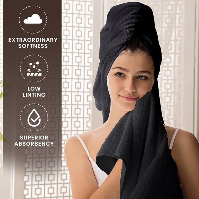 Oakias Premium Towel Set 600 GSM 6 Piece Dark Grey - 100% Ring Spun Cotton Highly Absorbent Towels Set - Super Soft Bathroom Towel Set - Hotel Quality Double Stitched Hem - Ideal for Hotels, Spa, Gyms