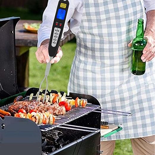 Jerlifkyer Digital Meat Thermometer Fork,Instant Read Temperature with LED Screen and Ready alarmfood Probe Gadget for Grilling, Barbecuing and Cooking