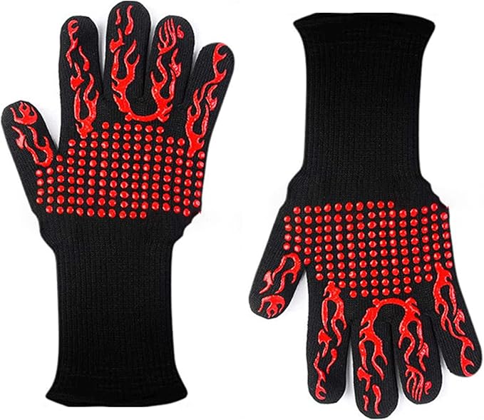 BBQ Oven Mitts Anti-Scald Gloves Heat and Slip Resistant Cooking Gloves Insulated Mitts Kids Adults Silicone Oven Mitts