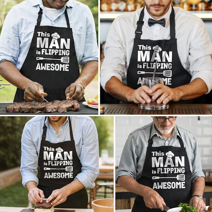 SANDJEST Funny Apron for Dad - Birthday Father’s Day Cooking Grilling Gifts for Mens