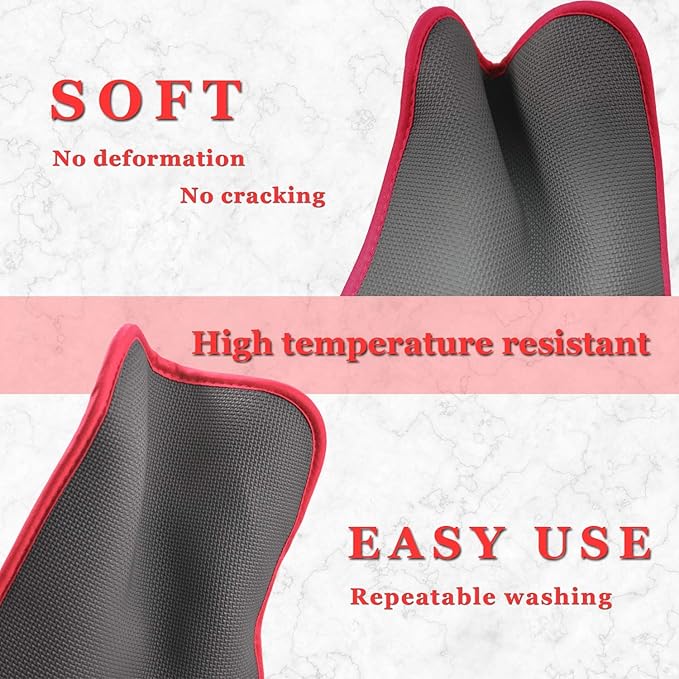 2Pcs Cotton and Neoprene Oven Pads Pot Holders with Pocket 8"x8.5" Dual-Function Hot Pad Set for Finger Hand Wrist Protection Heat Resistant to 428°F,Red