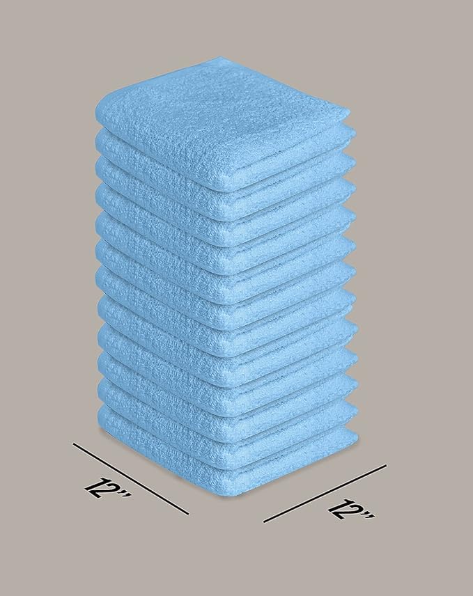 Softolle 100% Cotton Washcloths 24 Pack (12x12 Inches) Soft, Highly Absorbent Washcloth, Face Towels, Wash Cloths for Face, Ring Spun, Bulk Pack (Electric Blue, 60 Pack)