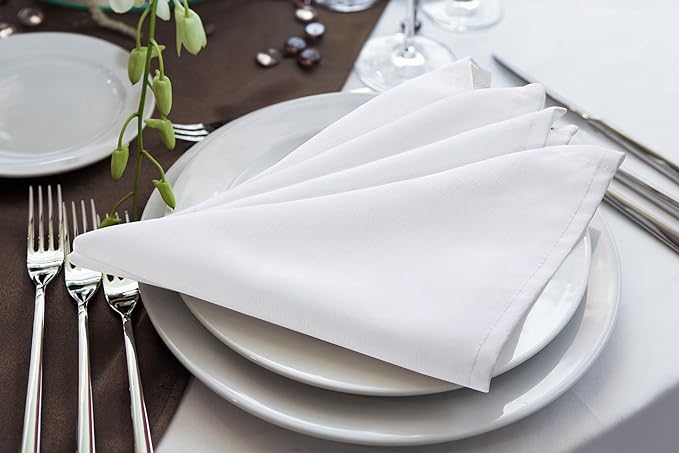 Utopia Home [60 Pack, White] Cloth Napkins 17x17 Inches, 100% Polyester Hemmed Edges, Washable and Reusable Ideal for Parties, Weddings and Dinners