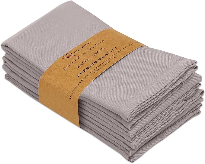 Ruvanti Cloth Napkins Set of 4, 18x18 Inches Napkins Cloth Washable, Soft, Durable, Absorbent, Cotton Blend. Table Dinner Napkins Cloth for Hotel, Lunch, Restaurant, Wedding Parties - Coffee Grey