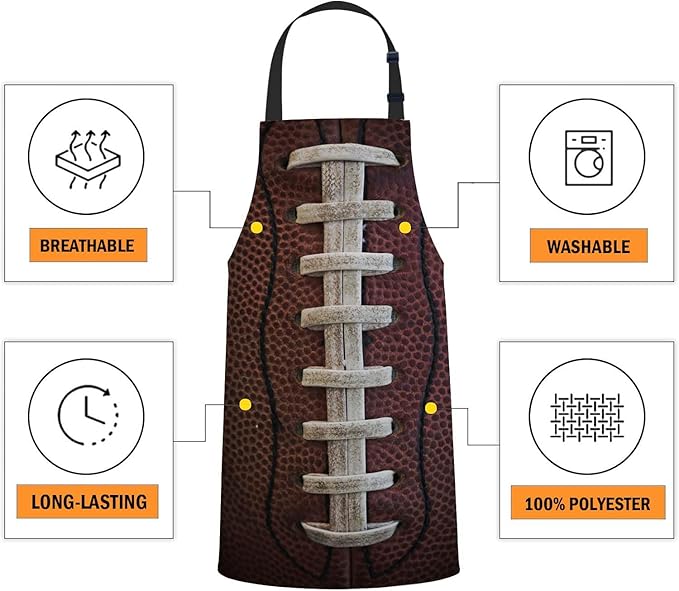 oFloral American Football Apron Unisex Adjustable Bib Apron Cooking Kitchen Chef Women Men Aprons for Home Kitchen, Restaurant,Coffee House,Shop,Garden