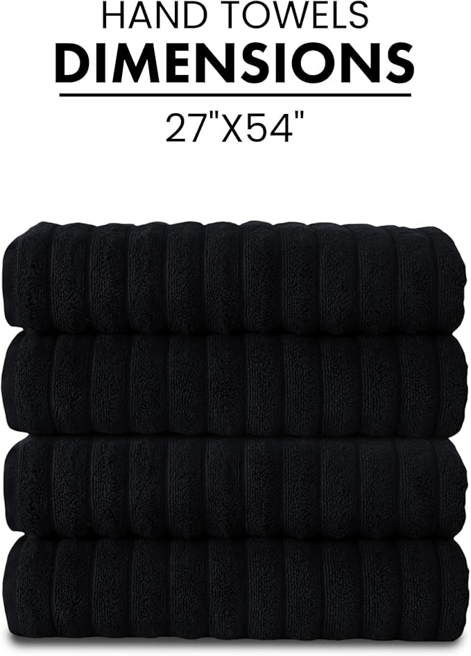 Classic Turkish Towels CTT Premium 4 Pack Bath Towels Set, Made with 100% Turkish Cotton, Spa & Hotel, Quick Drying Towels, Absorbent & Comfy | 27"x54" (Black)