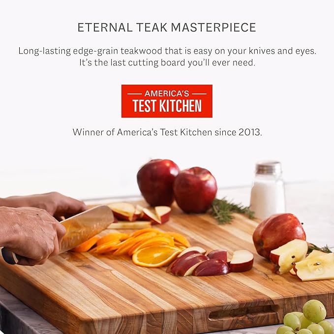 Teakhaus Cutting Board - Small (S) Wood Cutting Board with Juice Groove - Holiday Gift Ideas for Men and Women - Gift-Ready, Reversible, Edge Grain Wood, Knife Friendly - FSC Certified