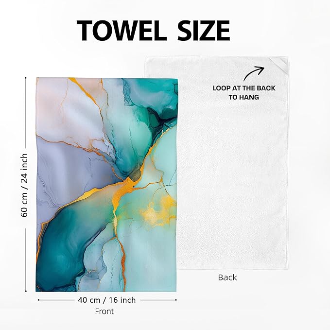 Teal Gold Kitchen Towel Set of 4 Soft Absorbent Marble Texture Turquoise Decorative Hand Towels Abstract Modern Dish Towels for Kitchen Drying Farmhouse Home Decor 16"x24"