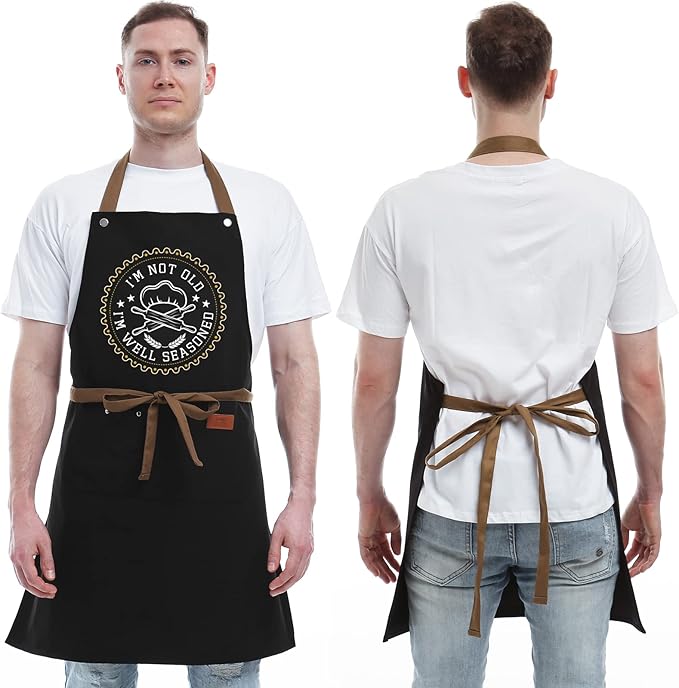 Kitchen Gifts For Men, Women, Gifts for Mom, Gift for Dad, Husband, Boyfriend, Brother, Wife, Girlfriend, Unique Birthday Gift, Humor Apron for friends, Bff, REHAVE Kitchen Chef Aprons Baking Presents
