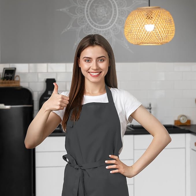 Avalon Kitchen Aprons for Men - 100% Polyester Chef Apron Women with Extra Long Ties - Cooking Aprons for Women & Mens Apron