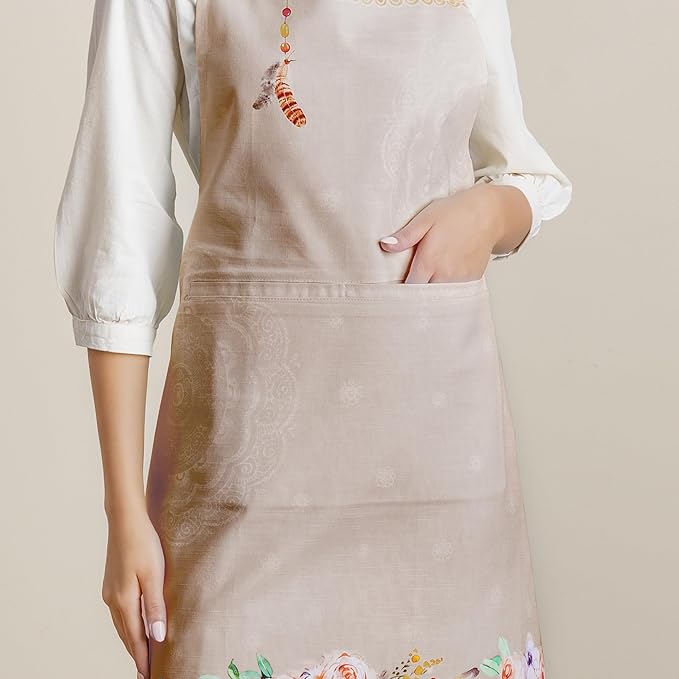 Maison d' Hermine 100% Cotton Apron for women with Pocket Kitchen Chef Apron for Men Cooking Mothers Day Gifts