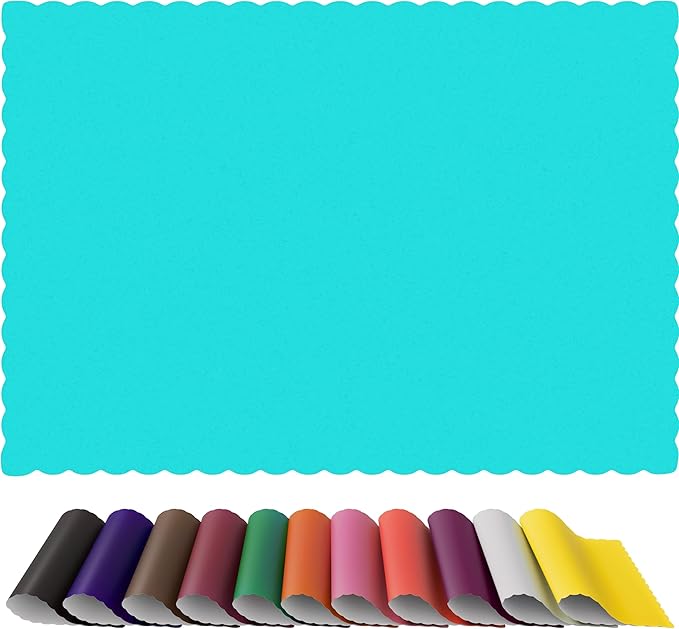 Paper Placemats - Disposable - Scalloped Edge (100, Teal)