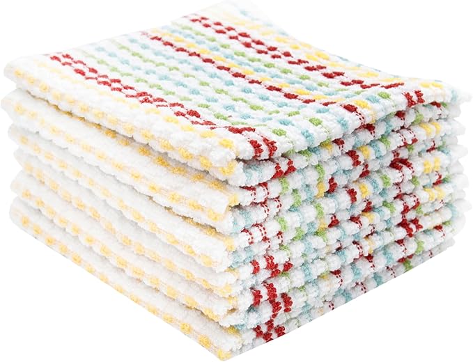 Ritz Pebble Bar Mop Towels: Highly Absorbent and Super Soft, 100% Cotton, Durable Super Absorbent Kitchen Bar Towels for Wiping Tables and Counters, 12x12, 6-Pack, Multi
