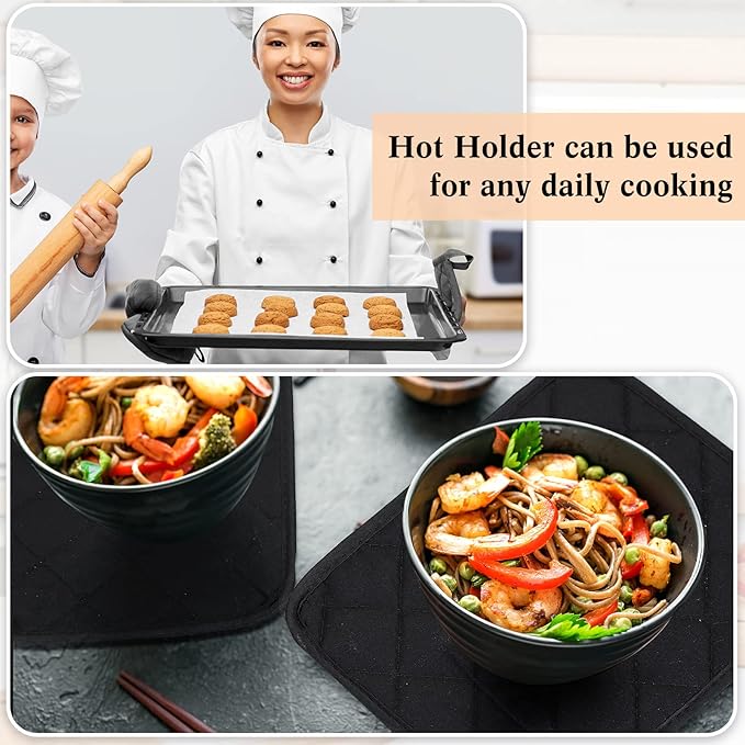 Hoolerry 20 Pieces Pot Holders with Pocket Sublimation 7x9'' Cotton Oven Pot Holders Bulk with Hanging Loops Pads for Kitchen Cook Baking (Black)