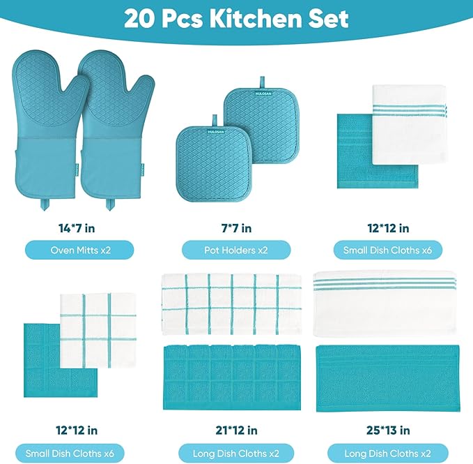 Silicone Oven Mitts Pot Holder Kitchen-Towels100% Cotton Dish Towels for Kitchen,Super Soft and Absorbent Kitchen Hand Towels/Tea Towels.Pot Holder,Oven Mitt Heat Resistant,Silicone Grip,Gift Set