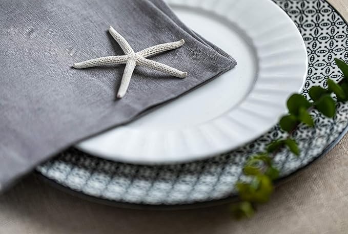 100% Pure Linen Dinner Cloth Napkins 15 x 15 Inch Taupe Grey - Set of 6 Pack European Flax Natural Fabric Washable for Home and Kitchen