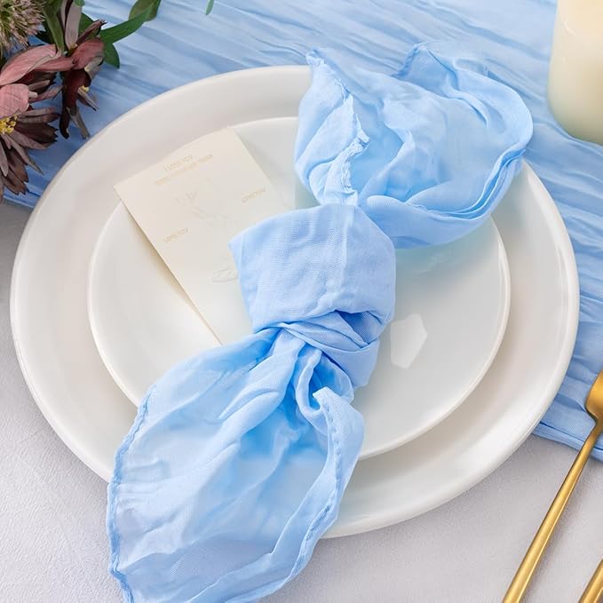 50 Pack Baby Blue Cheesecloth Napkins Cloth Spring Summer Light Blue Cloth Napkins Set of 50 Bulk 21x21 Inches for Wedding Baby Bridal Shower Birthday Dinner Party Table Decor