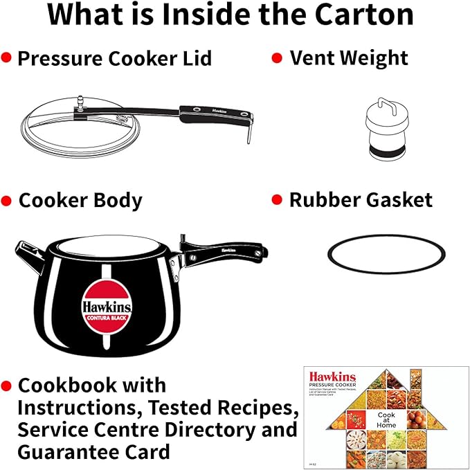 Hawkins 4 Litre Contura Black Pressure Cooker, Hard Anodised Inner Lid Cooker, Handi Cooker, Black (Cb40), 4 Liter