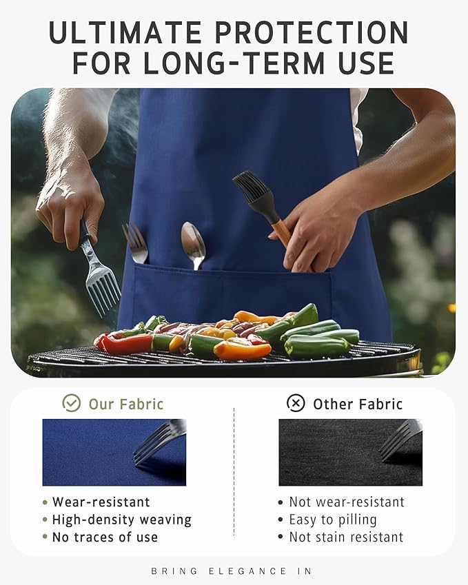 Syntus Apron for Men Women, Adjustable Cooking Kitchen Chef Aprons with 2 Pockets, Cotton/Polycotton/Polyester