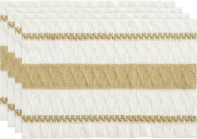 Artoid Mode Burlap Brown Farmhouse Woven Rustic Placemats Set of 4,12x18 Inch Seasonal Holiday Hollow Table Mats Party Kitchen Dining Decoration