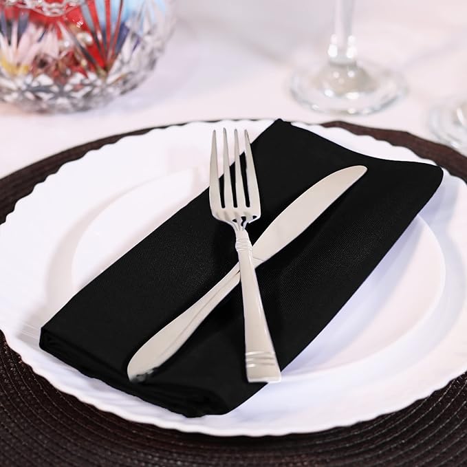 Utopia Home Black Cloth Napkins (12 Pack, 17x17 Inches), Ideal Dinner Napkins for Party, Wedding and Lunch/Dinner
