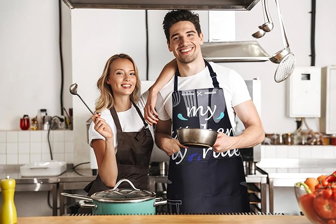 ZiQilin Adjustable Waterproof Kitchen Apron for Women with 2 Pockets Cooking Chef Apron Gardening Funny BBQ Aprons for Men