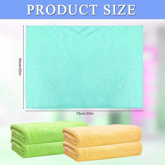 12 Pcs Extra Large Microfiber Cleaning Cloth, 20" x 30" Washable Reusable Large Floor Cloth Rags, Microfiber Towels for Mop Cleaning Office Bathrooms Housekeeping (Orange, Green)