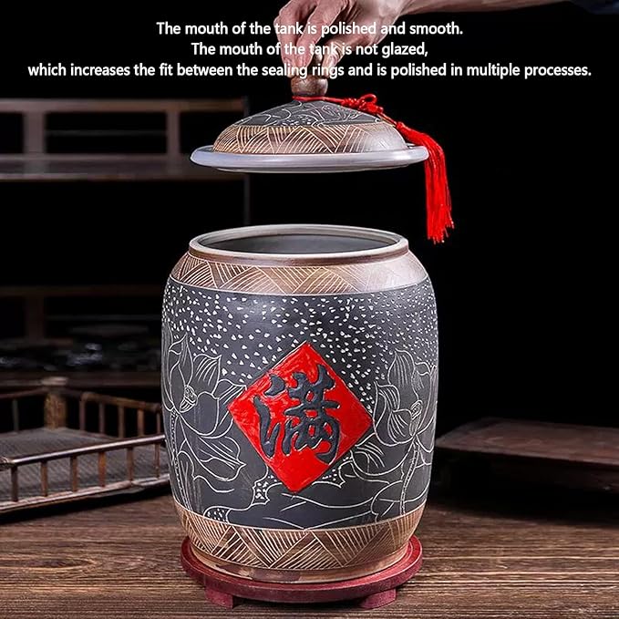 Grain & Rice Dispenser, Home Grain Storage Ceramic Container, Large Capacity Food Storage Jar, Ceramic Rice Storage Jar, Rice Storage Containe, Suitable for Flour, Sugar, Cereal, Coffee, Rice.
