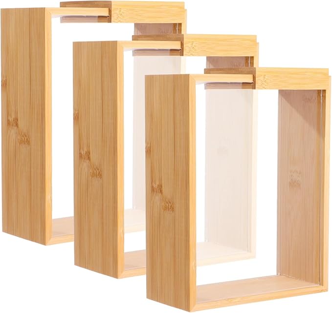 3 Pcs Wooden Cereal Storage Boxes, 8.7 x 6.8 x 3.1 in Dry Food Dispenser with Slide Lid, Visible Window, Wood Food Storage Container for Kitchen, Pantry Organization