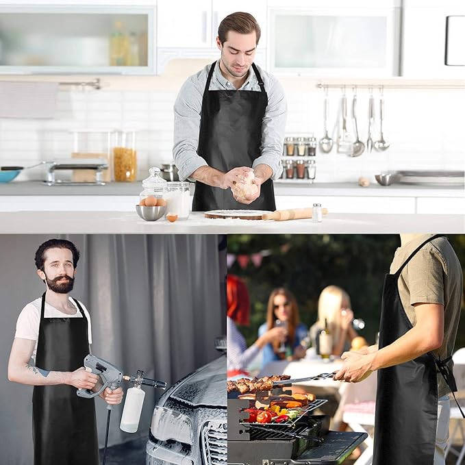 Gotega Waterproof Rubber Vinyl Apron Adjustable Dishwasher Apron - Apron for Women Men Heavy Duty Work Apron