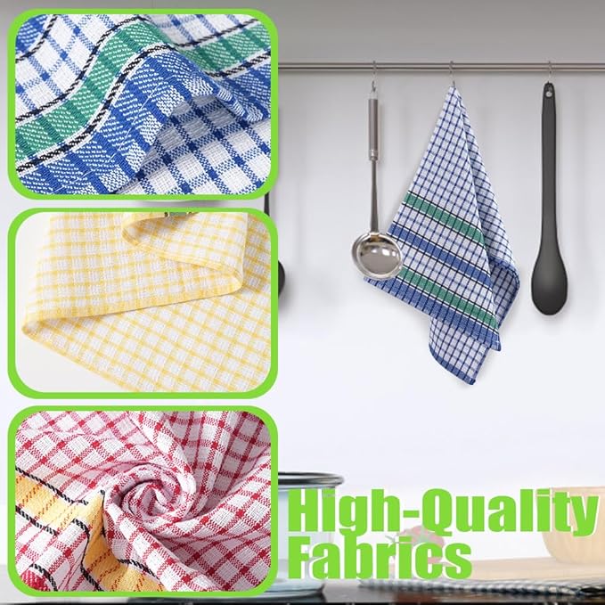 4PCS Large Kitchen Dish Towels, 17 Inch x 27 Inch Absorbent Cotton Kitchen Towels Bulk, Colorful Tea Towel for Washing Drying Dishes, Household Hand Towel, Multicolor